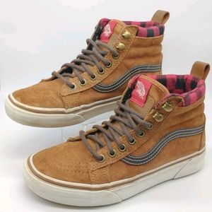 VANS Sk8-Hi MTE Shoes Glazed Ginger Brown Buffalo Plaid Suede (US Men's 4.5)